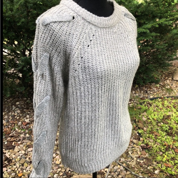 Knit Love Tree Sweater with Woven Sleeves - Picture 3 of 16